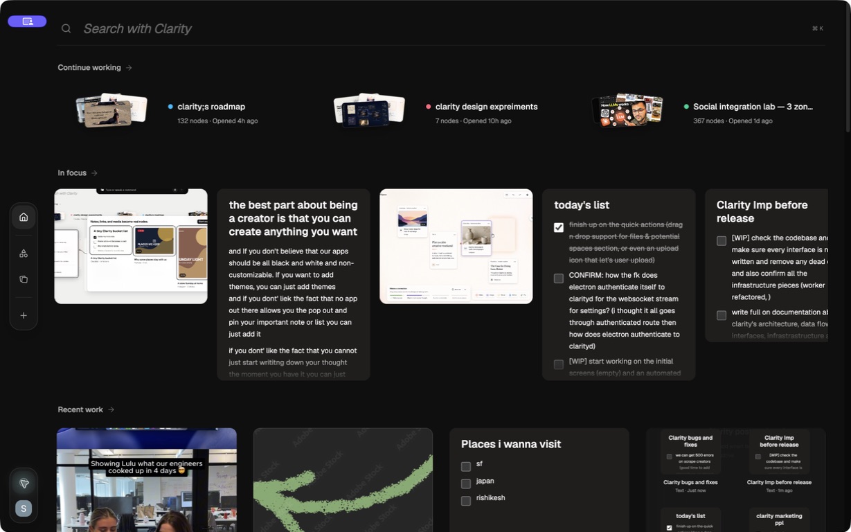 The original Home view in the Dark theme