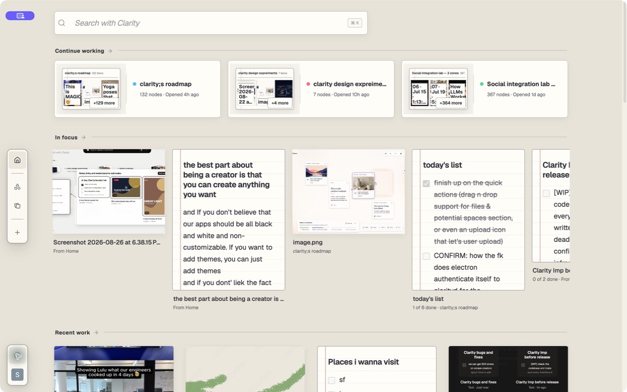 The original Home view in the Paper theme