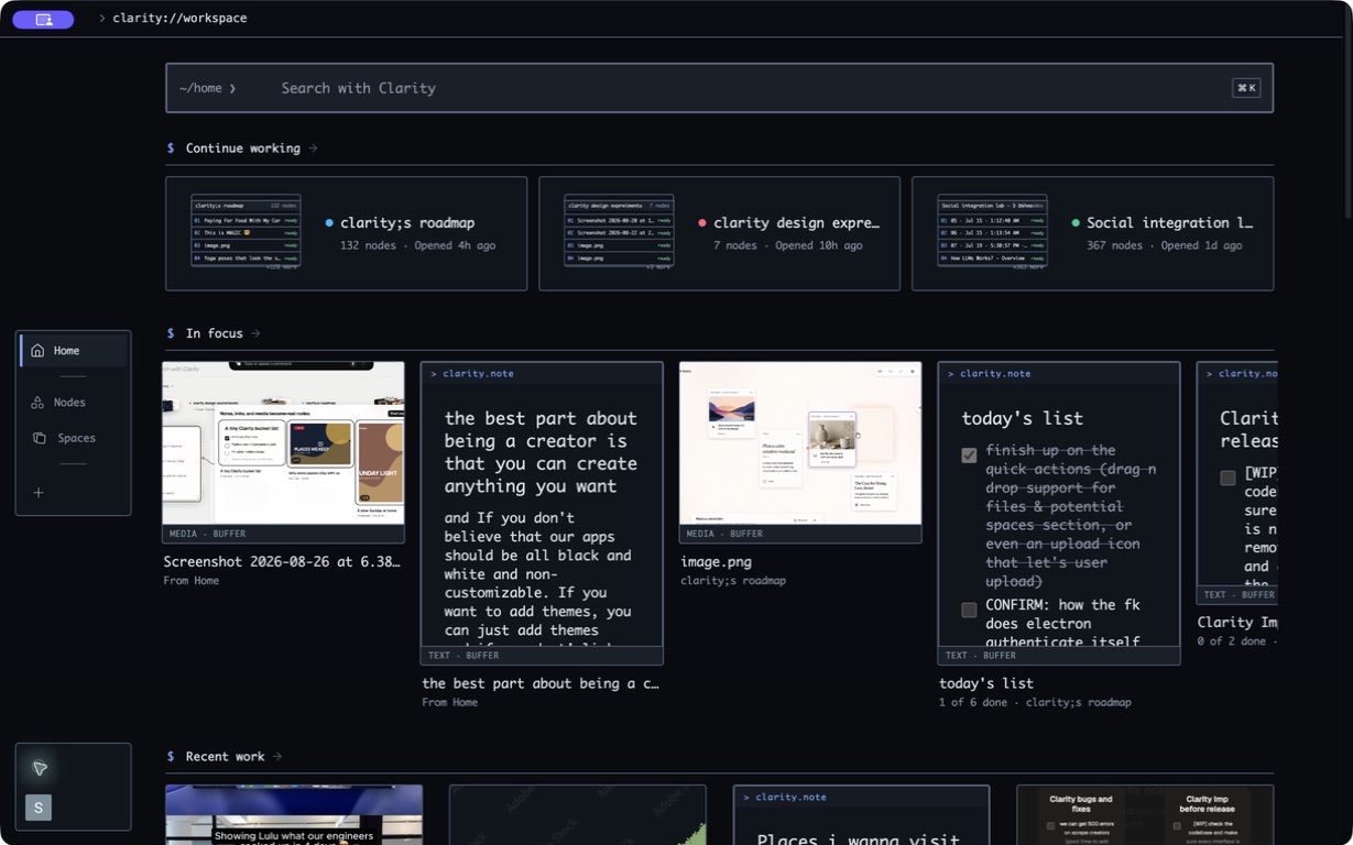 The original Home view in the Terminal theme